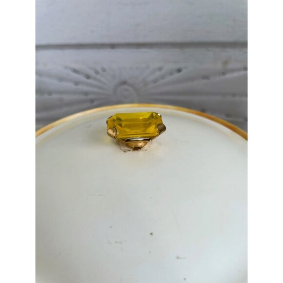 Vintage 1960s Avon Empty Powder Box Topaz Jewel Top Vanity Decor - Picture 9 of 10